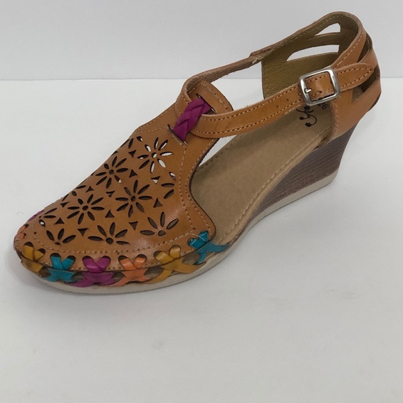 🌻 Huarache Leather Heeled Sandals Sz MEX26/US8 - Picture 3 of 8